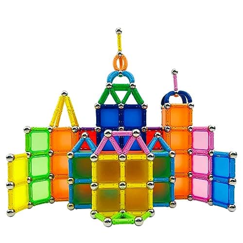 Jokooan Jouet de Construction Magnétiques, 174 Pcs Bâtons Magnétiques Jouet Aimanté Enfant STEM Jouets Éducatifs Intelligence et Ensemble d'Entraînement Cérébral pour Les Enfants