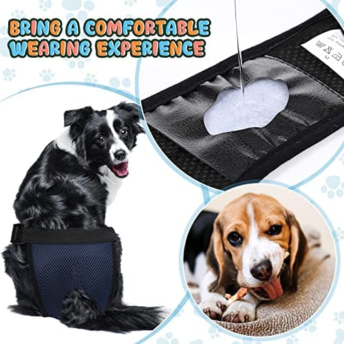 2 Paquets Couches pour Chien Femelles Lavables Pantalon pour Chien de Protection avec 6 Serviettes Hygiéniques Culotte Menstruelle pour Chien Chaleurs Saignements Mensuels, Noir et Bleu (XL)