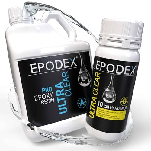 EPODEX® Résine époxy 2K, hauteur de coulée 0 à 10 cm, pour tables de rivières, lampes et accessoires, résine de coulée/synthétique, transparente ou en 40 couleurs, réduction de la quantité