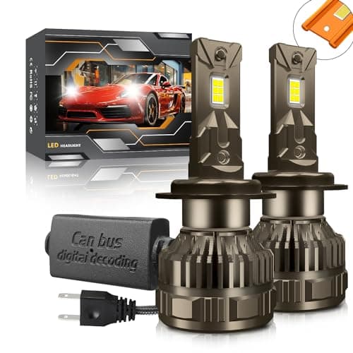 Kairiyard Ampoule H7 LED, 60W 10000LM 6000K Blanc Froid 200% Luminosité Super Lumineux Angle de Faisceau réglable à 360 degrés Xenon H7 LED Anti Erreur Voiture Kit de Conversion IP67 étanche.