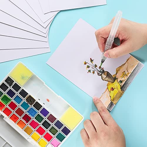 120 Feuilles Papier Aquarelle, 300 g/m2 Papier Aquarelle Coton Watercolor Paper Feuille Aquarelle pour Aquarelle Gouache Acrylique (12,7 x 17,8 cm)