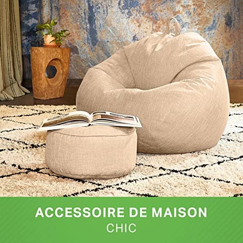 Green Bean© Tabouret 45x25cm avec Remplissage de Perles EPS - Tabouret pour Pieds Coussin pour Pieds Pouf-Siège - Coussin de Sol pour Enfants et Adultes - Repose-Pieds Coussin Siège Chaise Sable