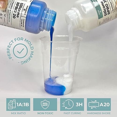 Reschimica Caoutchouc de Silicone Liquide pour Moulage 1:1 R Pro 20, 100% sûr, Non Toxique, Facile à Utiliser, Silicone de Moulage avec catalyseur au Platine (10 kg)