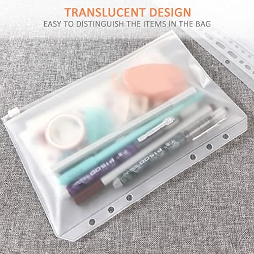 Lot de 12 pochettes classeur A5 6 trous avec étiquettes autocollantes fluo. Dossier à glissière en plastique transparent imperméable à l'eau 6 trous perforés divers dossiers pour l'école de bureau