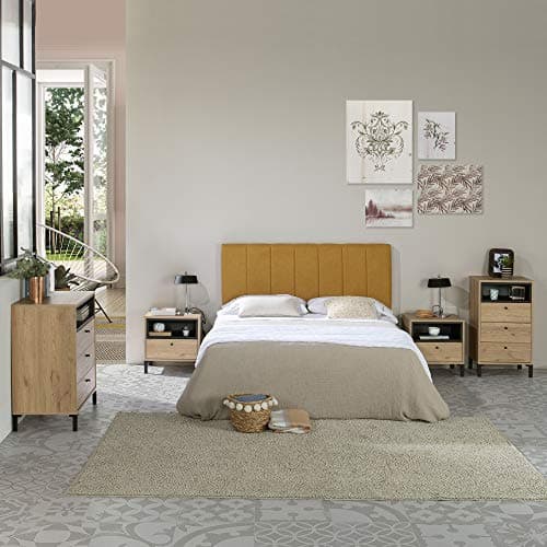 marcKonfort Tête de lit tapissée Creta 160x60cm Couleur Moutarde, Rembourrée de Mousse, brodé Effet capitonné, 8 cm d'épaisseur, Système de Fixation Inclus.