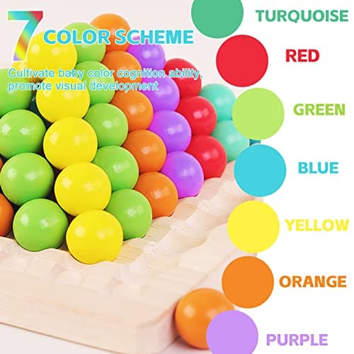 Jouets Éveil Montessori Perles Jeu de Tri Formes et Couleurs Jeux Motricité Fine Jouet Perle Montessori Jouets en Bois Bebe 3 4 5 6 Ans Enfants Cadeau Anniversaire pour Garçon Fille