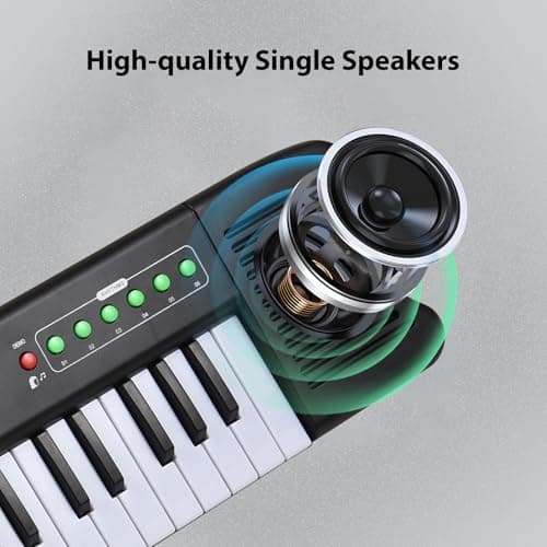 Funien Piano à Clavier électronique 37 Touches Mini Orgue électronique Portable Instrument de Musique 8 Tons 6 rythmes 10 démos avec Sangle de Microphone pour débutants Claviers Piano Double Modes