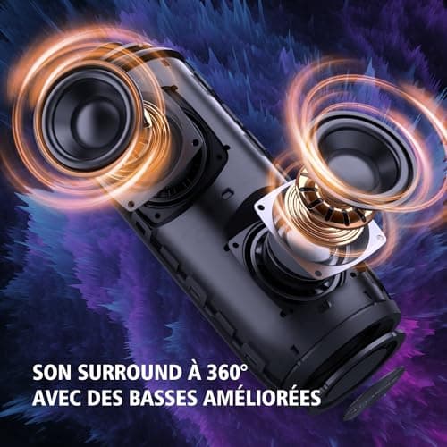ZEALOT Enceinte Portable Bluetooth avec lumière LED, Basses stéréo puissantes de 40W, Batterie 5200mAh, Micro SD/TF, Bluetooth 5.2 et étanchéité IPX6, Haut-Parleur Bluetooth pour Voyages, Cadeaux
