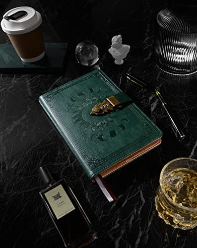 ZXHQ Journal intime avec serrure pour femmes hommes, journal secret pour filles, carnet d'écriture en cuir rechargeable, format A5 (8,5 × 5,9 pouces)