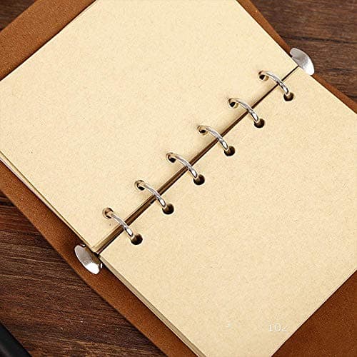 Bloc-notes relié en cuir rétro A6, 12,5 cm x 18,5 cm avec pages vierges non lignées