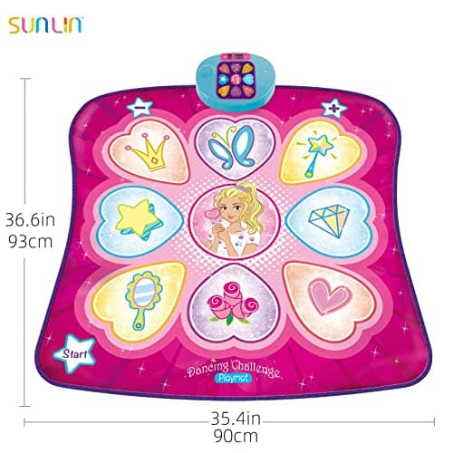 SUNLIN Tapis de Danse - Jeu de Danse Cadeau pour Enfants Filles - Tapis de Danse avec Lumières LED, Volume réglable, Musique intégrée, 3 Niveaux de Défi (3-12 Ans)