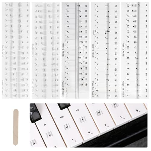 Mewflew Autocollants Transparents Pour Clavier De Piano Pour 36, 54, 61, 76, 88 Touches - Guide De Notation Musicale, Aide à Apprendre Les Positions & Gammes - IdéAl Pour Les DéButants