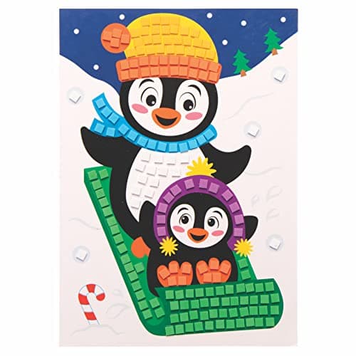 Baker Ross FC203 Dessins de Noël en Mosaïque pour Enfants - Lot de 4, Kit Creatif Enfant, Mosaique Loisir Creatif, Mosaique Autocollants Scrapbooking