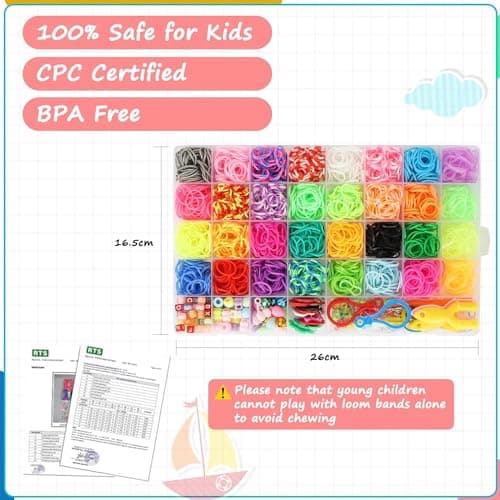 LIASDIVA 2500+ Elastique Bracelet Kit, 32 Couleurs Bricolage Loom Ruban, Bracelet Collier Outil à Tricoter Jouet pour Enfant, Cadeau de Noël Halloween