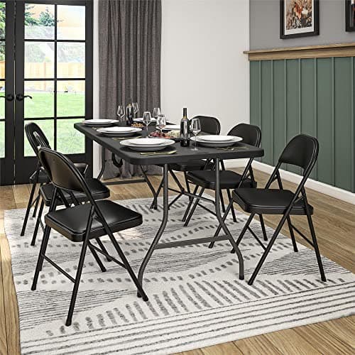 COSCO Premium Vinyl Chaise Pliante Rembourrée en Métal 4Pk Blk