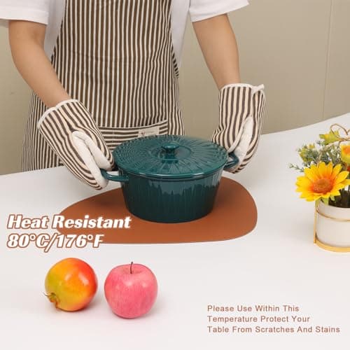 Sets de 4 Table Lavable,Set Couverts de Table,Dessous de Table,Cuir Antidérapant Double Face Imperméables Set Table et Dessous de Verre,Set de Table Lavable Chaleur Résiste(Brun Gris)
