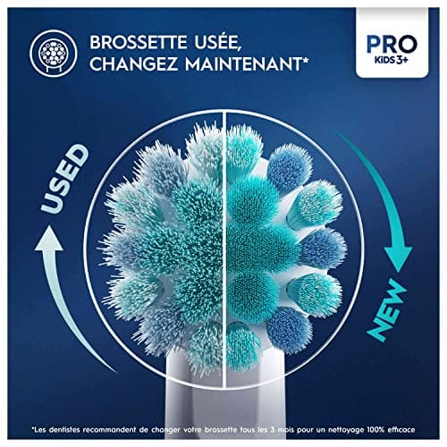 Oral-B Pro Kids Brosse à Dents Électrique Enfant, Reine des Neiges Disney, 1 Brossette Brossage Doux, 1 Étui Voyage, Minuteur et Vibrations, Batterie Rechargeable, 4 Stickers, 3 Ans et Plus