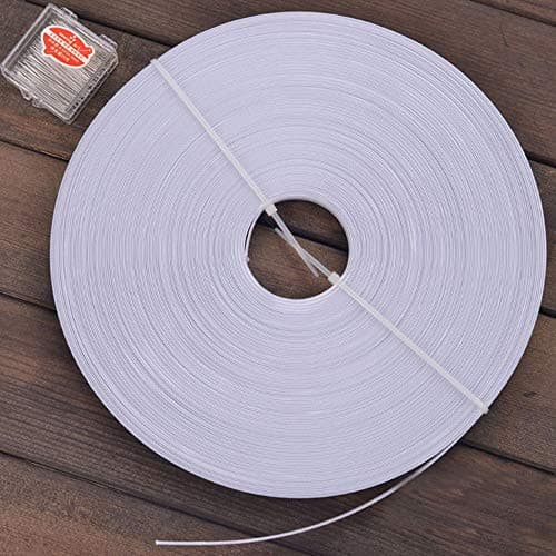 GUGULUZA Bobine de ruban en polyester pour couture de renfort robe de mariée, corset 6/8/12/15 mm Blanc – 15 mm