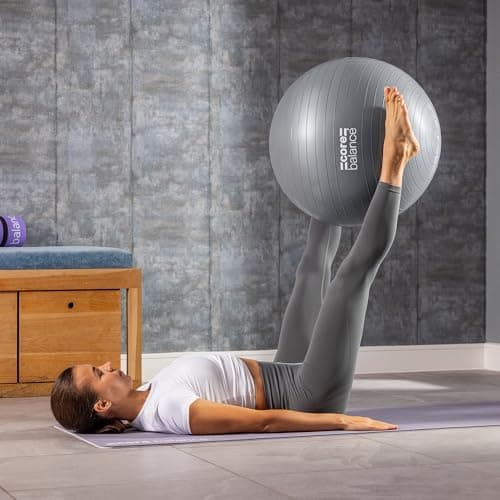 Core Balance, Ballon d’Exercices pour Entraînement Gymnastique, Fitness, Yoga, Grossesse - Antidérapant/Anti-Éclatement - Diamètre Disponible : 55cm 65cm 75cm 85cm avec 1 x Pompe