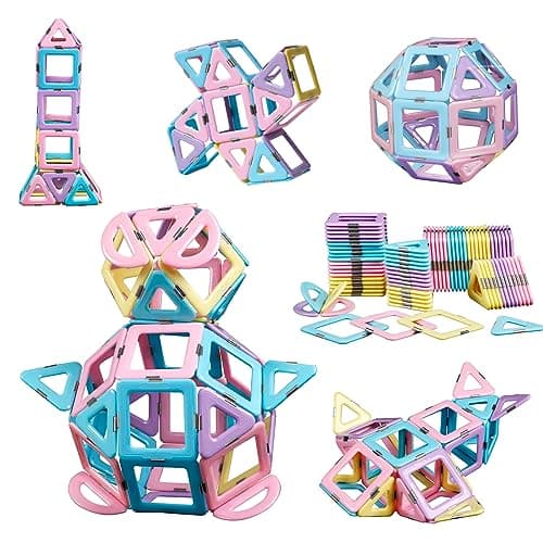 Magblock Blocs de Construction magnétiques 52 pièces Blocs de Construction 3D pour Enfants Jouet magnétique éducatif Cadeau pour garçons Filles de 3 4 5 6 7 8 Ans