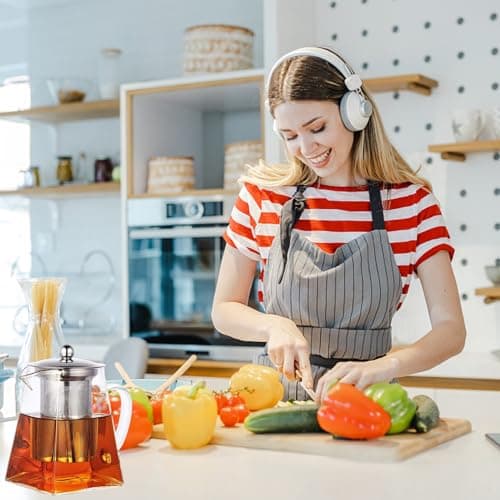 Théière en Verre avec Infuseur Amovible, Teapot Bouilloire 750 ML en Verre Borosilicate Transparente et Classique, Passoire et Couvercle en Acier Inoxydable 304