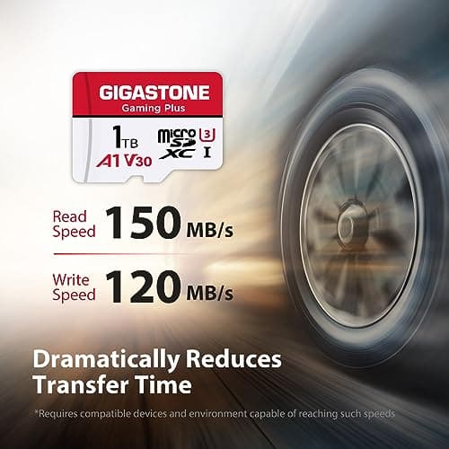 GIGASTONE Carte mémoire Gaming Plus Series de 1 to jusqu'à 150/120 Mo/s pour Nintendo Switch, Steam Deck, Console de Jeu, vidéo 4K A1 V30 U3 MicroSDXC avec Adaptateur SD.
