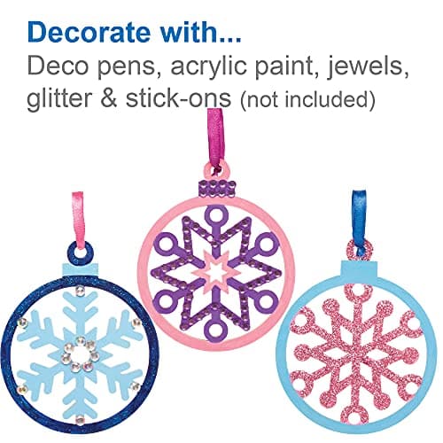 Baker Ross FE898 Boules de Noel Enfant en Bois en forme de Flocons de Neige - Lot de 10, Decoration Bois à Décorer, Bois a Peindre Enfant, Activites Manuelles pour Enfants