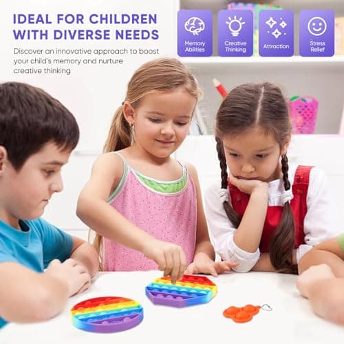 Pop on It, 4 Packs Push Pop Bubble, Mini Poppit, Bubble Popper Toy Jouet Sensoriel Adulte avec 1 Porte-clés, Antistress Fidget It Toys Set pour Enfants Adultes