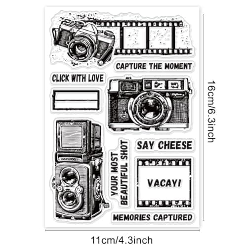 GLOBLELAND Tampons Transparents pour Appareil Photo Film Photo Tampons Transparents Cadre Photo Vintage Tampon en Silicone pour Scrapbooking Album Photo Fabrication de Cartes Décoratives