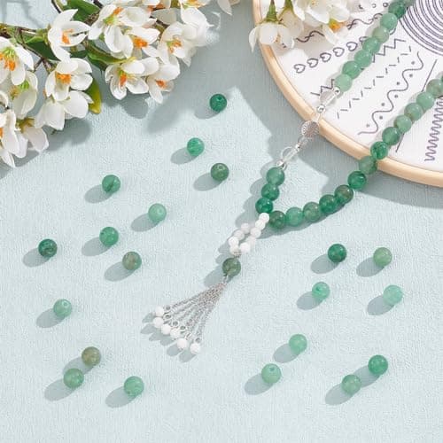 OLYCRAFT 200 pièces 8mm Perles D'Aventurine Vertes Naturelles Perle Pierre Naturelle Perles Rondes en Vrac Perles de Pierres Précieuses Pierre D'Énergie pour Bracelet Collier Fabrication