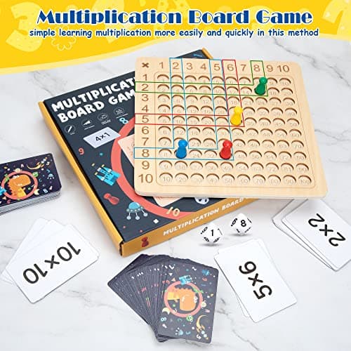 Tableau de Multiplication, Montessori Jeux de Plateau de Multiplication en Bois, Jouets éducatifs préscolaire pour Enfants de 3 4 5+ Ans Apprendre à Compter, Chiffres, Motrices