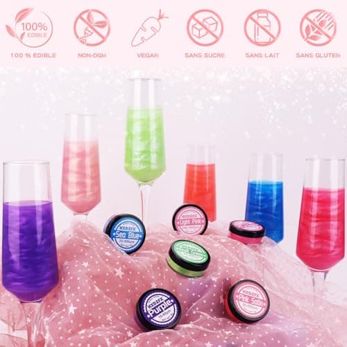 Paillettes Comestibles Rose Satin - 8g Colorant Alimentaire Poudre, Paillettes Alimentaires pour Boissons, Gâteaux, Chocolats, Muffins, Vodka, Cocktail, Crème