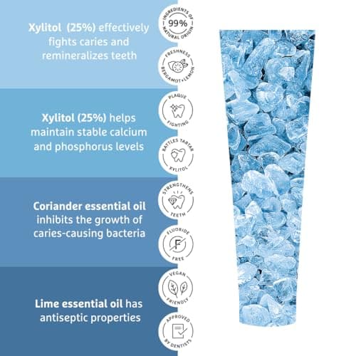 Ecodenta Dentifrice Sans Fluor Contre les Caries Dentifrice 100 ml I Au Xylitol Feuilles de Coriandre Huiles Essentielles de Tilleul