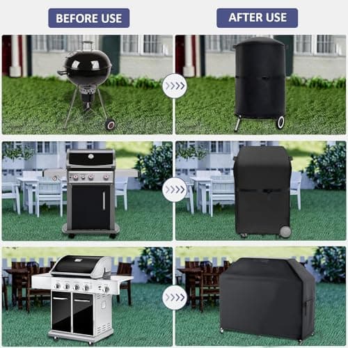 Aipwerer Housse Barbecue Exterieur, 600D Oxford Bache Barbecue pour Weber, Brinkmann, Enders, Char Broil, Housse de Protection BBQ de Anti-Vent, Anti-UV, Antipoussière, Anti-l'eau (76x66x110cm)