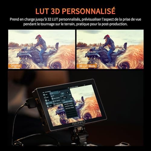 FEELWORLD P6X Moniteur Caméra Écran Tactile 5.5 Pouces 1000Nit Moniteur de Champ de caméra avec 4K 60HZ 3DLUT HDR Forme d'onde Boîtier Aluminium 9:16 Marqueur