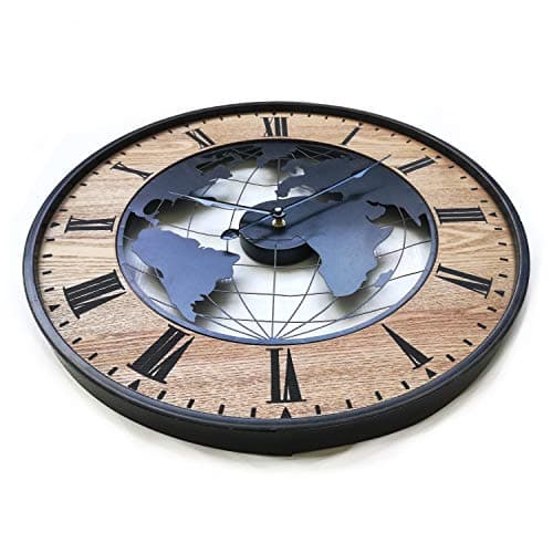 Rebecca Mobili Horloge Murale, Horloge Grande Ronde, Marron Noir, Design Rétro, pour Salon Cuisine - Diamètre de 50 cm x L 4,5 cm - Art. RE6378