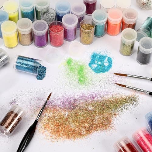 Royouzi 32 Pcs Paillettes Loisirs Creatifs, 32 x 8g (256g) Utilisé Pour Le Nail art, Le Maquillage, La Coiffure, Les FêTes, DéCoration Artisanale DIY Paillette