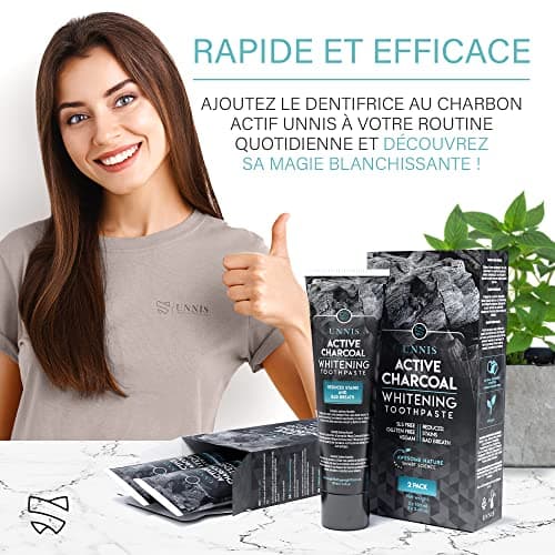 Blanchiment Dentaire Professionnel Charbon Actif 2 Pack Dentifrice Blanchissant Dentifrice Charbon Naturel Blanchisseur de Dents Blanches Poudre de Charbon Blanchissante Teeth Whitening Toothpaste