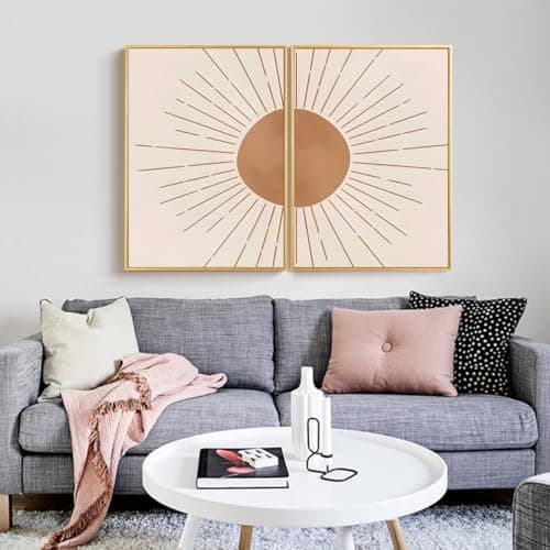 KXHHYB Lot de 2 posters aux lignes abstraites - Lignes abstraites - Motif soleil - Lignes géométriques - Décoration moderne pour salon et chambre à coucher - Sans cadre - B, 30 x 40 cm x 2