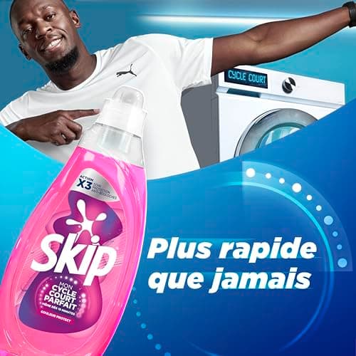 Skip Lessive liquide Mon Cycle Court Parfait Couleur Protect - 37 lavages - 1ère lessive conçue pour cycle court, efficace dès 15 minutes