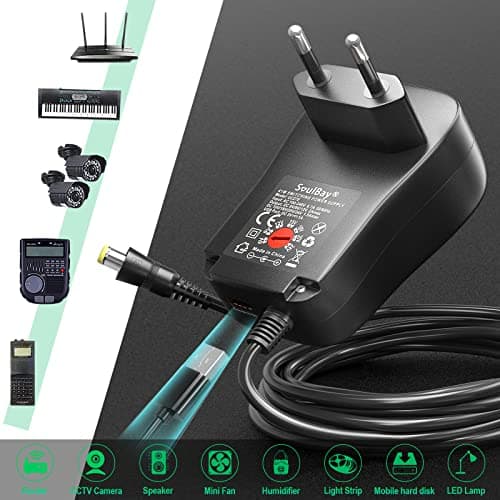 SoulBay 41W AC/DC Universal Adapter 24V / 20V / 18V / 15V / 12V / 9V / 6V Chargeur Transformateur d'alimentation avec 11 Pointes Contient des fiches USB-C, pour l'électronique Domestique, 2000mA Max