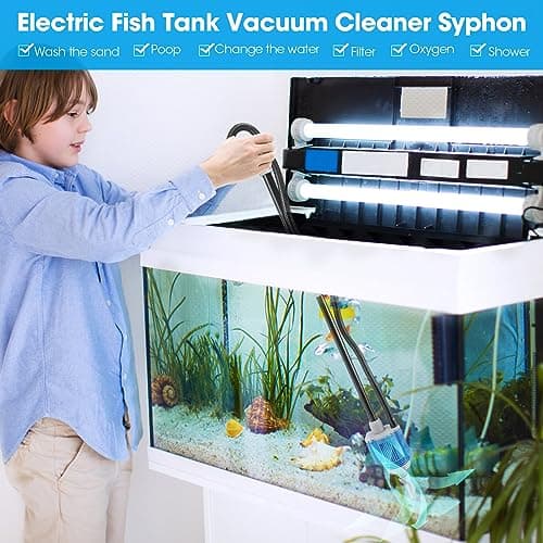 Weigudoc 6 en 1 Aspirateur Aquarium Electrique, Kit de Nettoyage de Gravier, Réservoir à Poisson Changeur d'eau Filtre pour Changement d'eau et Lavage Sable