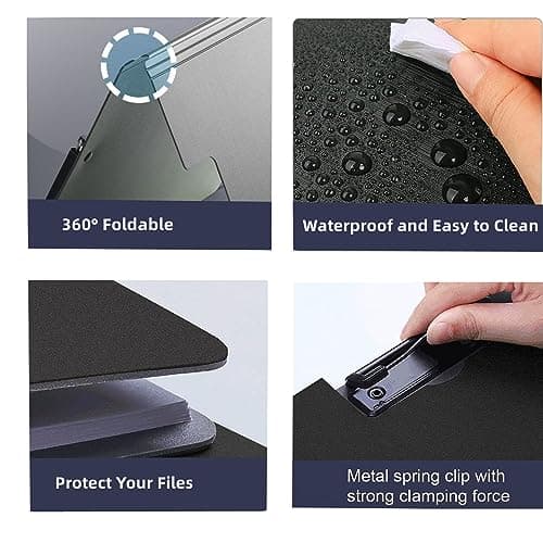Porte-Blocs A4 Pliables, Lot de 6 Porte Blocs d'écriture à Rabat Porte Document Pour Bureau, École, Travail - Noir