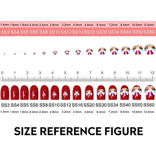 Jollin ss4 ~ ss12 -3 456 strass à dos plat en verre pour nail art, taille 6,, Cristal AB, Mixed SS4 5 6 8 10 12