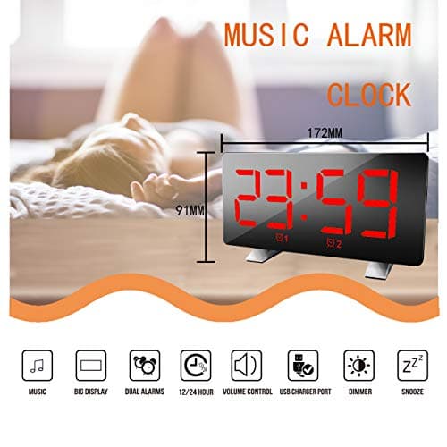 DollaTek Double Réveil Polyphonique LED Grand Écran Horloge Électronique - Mot Rouge