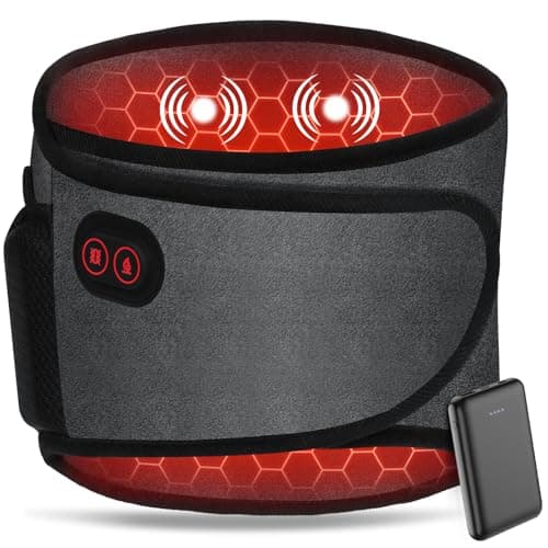 Arlierss Graphène Ceinture Chauffante Lombaire avec Batterie 5000mAh, Coussin Chauffant avec 3 Niveaux de Température et 3 Modes de Massage, Ceinture Lombaire Électrique Avec Arrêt Automatique