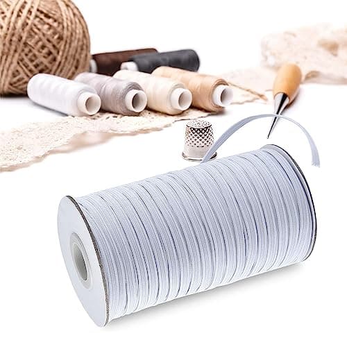 BOKFJBP 6mm Élastique,50 mètres Élastique à Coudre pour la Couture et Le ménage DIY Artisanat Tissus à Coudre Élastique Blanc