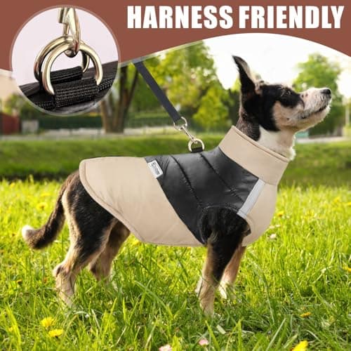 Idepet Manteau d'hiver pour Chien Vêtements Imperméables pour Petit Moyen Grand Chien Chat Taille S L L XL XXL 3XL 4XL 5XL (Couleur Kaki, S)