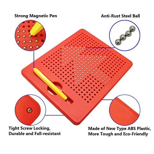 HONPHIER®Ardoise Magique Planche à Dessin Magnétique Tablette Magnétique Magnétique Jouet Educatif en Plastique avec Stylo pour Enfant Rouge