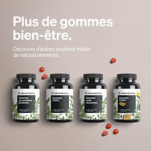Gommes aux vitamines D3 et K2 – 1 000 U.I. de Vitamine D3 par dose journalière – 120 Gummies – goût tropical – végane et sans sucre – produit et contrôlé en laboratoire en Allemagne